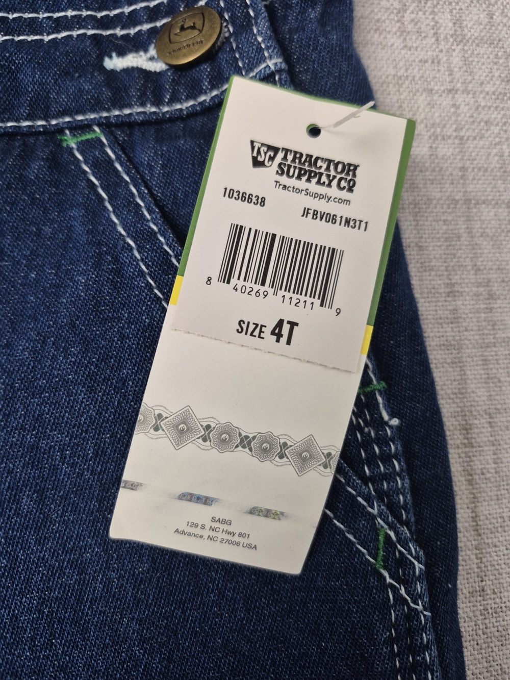 John Deere Denim Overalls New with Tags Size 4T - Picture 5 of 13